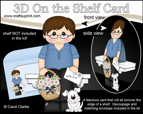 3D On the Shelf Card Kit - Chadwick has a Basket of Daisies, letter & Dog Joi