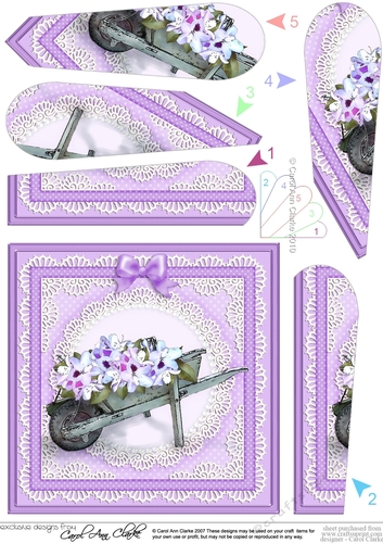 Flower Filled Wheelbarrow Quick Card with Fan Pyramage Topper
