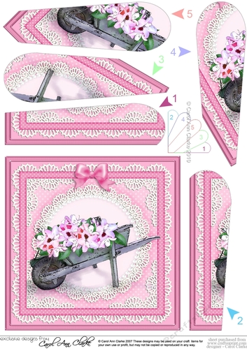 Flower Filled Wheelbarrow Quick Card with Fan Pyramage Topper