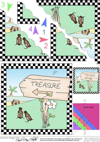 Fun Treasure Island/Desert Island Scallop Corner side stacker Topper