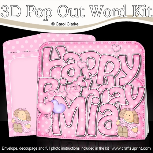 3D Happy Birthday MIA with Doll Pop Out Word Card 