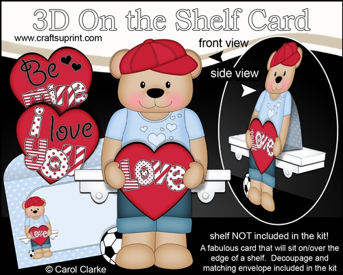 3D On the Shelf Card Kit - Valentine Heart Love & Romance Austin Bear