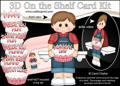 3D On the Shelf Card Kit - Little Toddler Ricky has a Cake for Mum