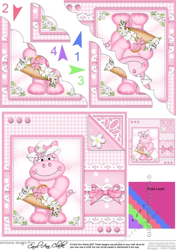 Hilda Hippo has a Bonnet & Basket Scalloped Corner Stacker