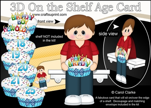 3D On the Shelf Card Kit - Young Man Justin is the Birthday Boy with ages 18 - 25 age Birthday Cake Decoupage