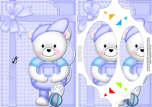 A5 Teddy Ed plays Football  Scallop Corners & Pyramage Topper