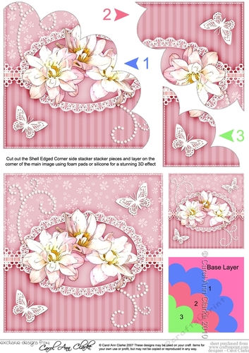 A Touch of Elegance Roses Pearls Butterflies and Lace Shell Edged Corner Side Stacker