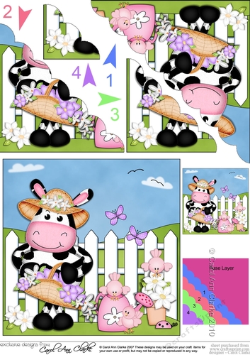 Milly Moo Cow has a basket of Pretty Flowers Scalloped Corner Stacker