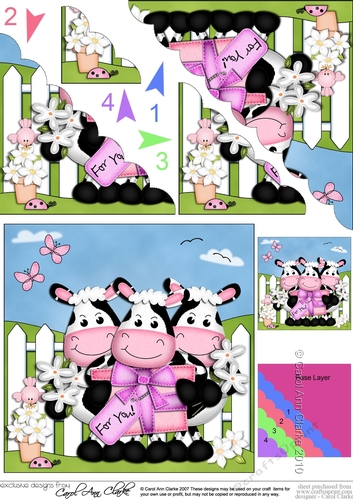 Milly Moo Cow & Friends have a Present Scalloped Corner Stacker