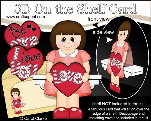 3D On the Shelf Card Kit - Valentine Heart Love & Romance Lady Gillian
