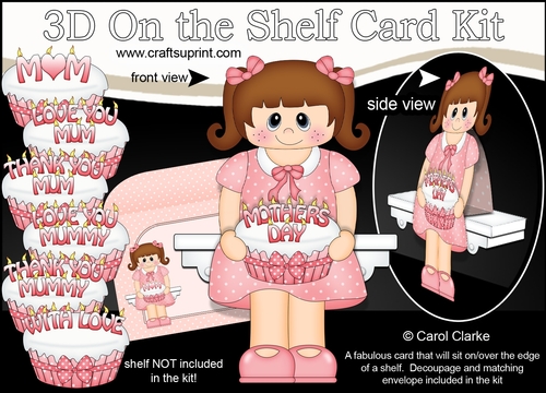 3D On the Shelf Card Kit - Little Girl Stacey has a Cake for Mum