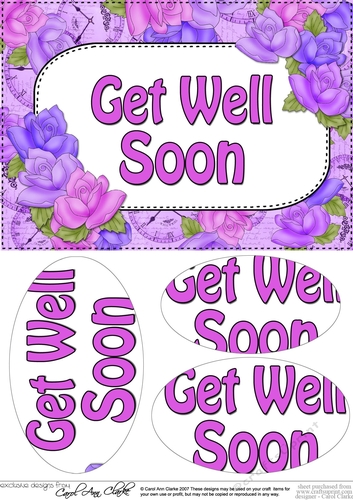 A5 GET WELL SOON Time for Roses Oval Pyramage Topper