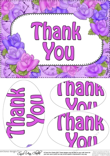 A5 THANK YOU Time for Roses Oval Pyramage Topper