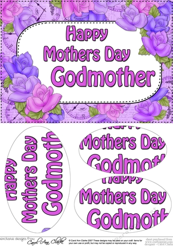 A5 HAPPY MOTHERS DAY GODMOTHER Time for Roses Oval Pyramage Topper