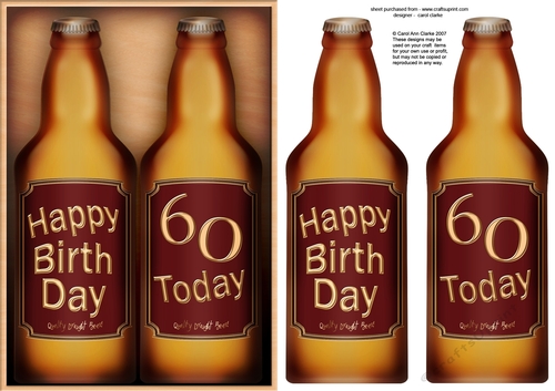A5 HAPPY 60th BIRTHDAY Beer Gift Set 3D decoupage