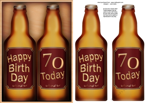 A5 HAPPY 70th BIRTHDAY Beer Gift Set 3D decoupage