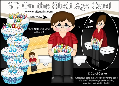 3D On the Shelf Card Kit - Normand is the Birthday Boy with ages 30 - 45 age Birthday Cake Decoupage