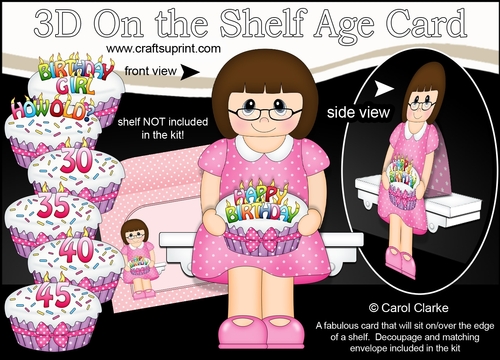3D On the Shelf Card Kit - Marlena is the Birthday Girl with ages 30 - 45 age Birthday Cake Decoupage