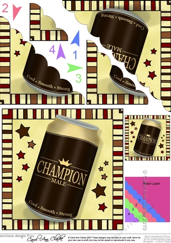 Champion Male Beer Can Scalloped Corner Stacker
