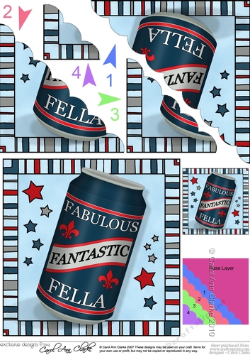Fabulous Fantastic Fella Beer Can Scalloped Corner Stacker