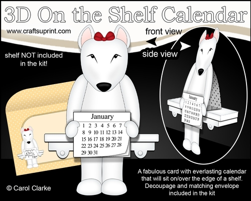 3D On the Shelf Everlasting Calendar Kit - English Bull Terrier Dog Countess
