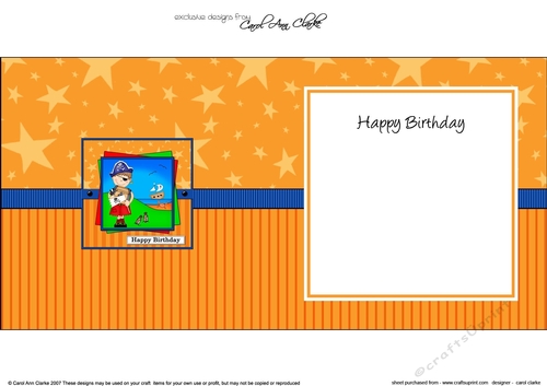Boyz Birthday Jose the Pirate square landscape insert