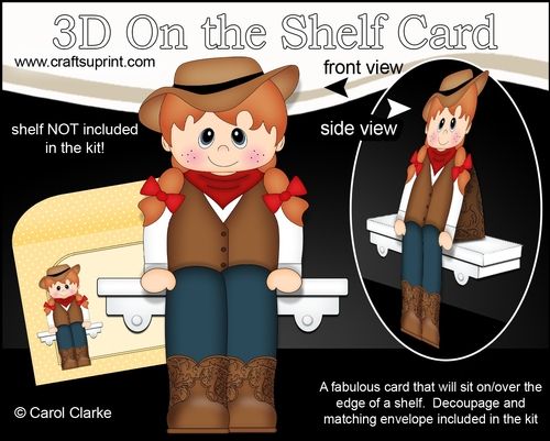 3D On the Shelf Card Kit - Little Line Dancer Jessie is having fun at the Hoedown