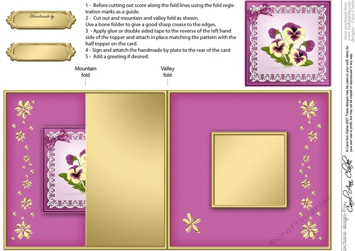 Pansy on Butterfly Lace No-Hole Fold Back Card