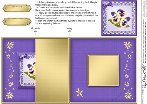 Pansy on Butterfly Lace No-Hole Fold Back Card
