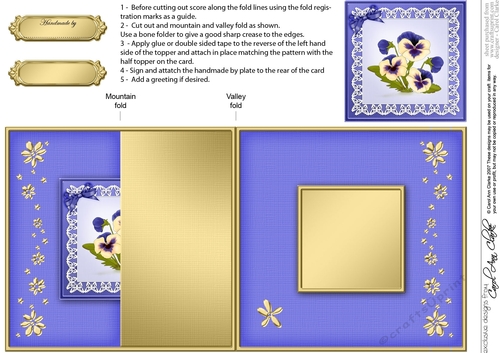 Pansy on Butterfly Lace No-Hole Fold Back Card
