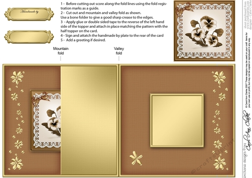 Pansy on Butterfly Lace No-Hole Fold Back Card