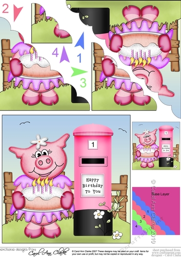 Zoe Piggy has a Birthday Cake Scalloped Corner Stacker