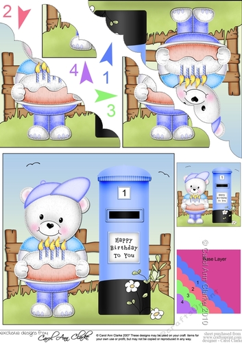 Teddy Ed has a Birthday Cake Scalloped Corner Stacker