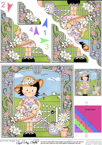 Cute Girlz Suzi has a Basket of Pretty Flowers Scalloped Corner Stacker