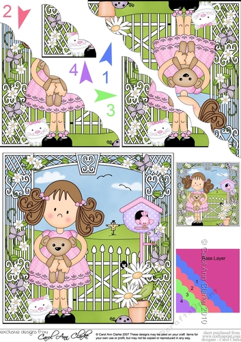 Cute Girlz Zoe has a Teddy Bear Scalloped Corner Stacker