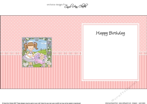 Cute Girlz Liz has a Wheelbarrow of Pretty Flowers square landscape insert