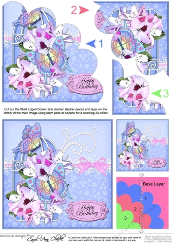 Birthday Pretty Floral Butterflies & Pearls Birdcage Shell Edged Corner Side Stacker