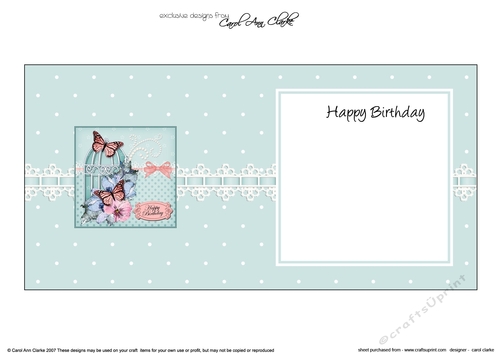 Birthday Floral Butterflies & Pearls Birdcage High square landscape insert