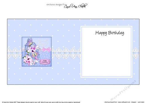 Birthday Pretty Floral Butterflies & Pearls Birdcage High square landscape insert