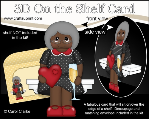 3D On the Shelf Card Kit - Ethnic Hearts Love & Romance Old Lady Marisha