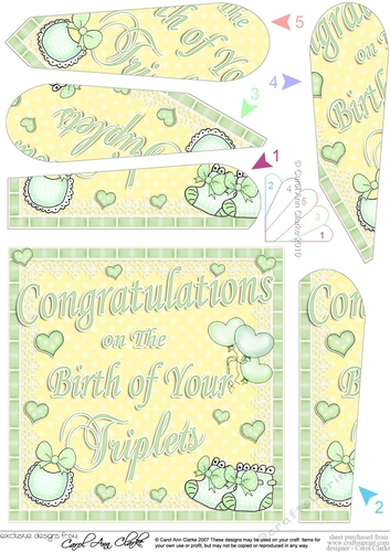 Congratulations New Baby Triplets Fan Pyramage Topper