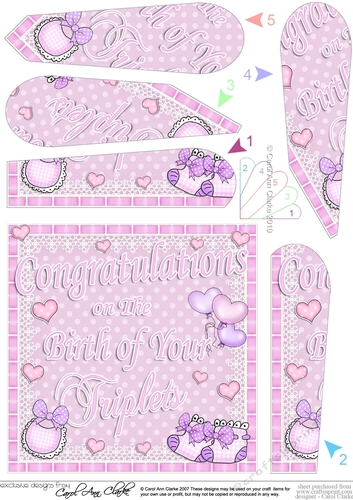 Congratulations New Baby Triplets Fan Pyramage Topper