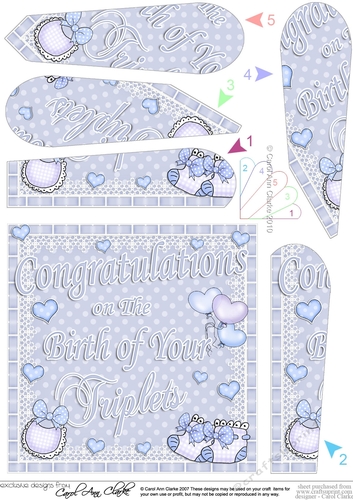 Congratulations New Baby Triplets Fan Pyramage Topper