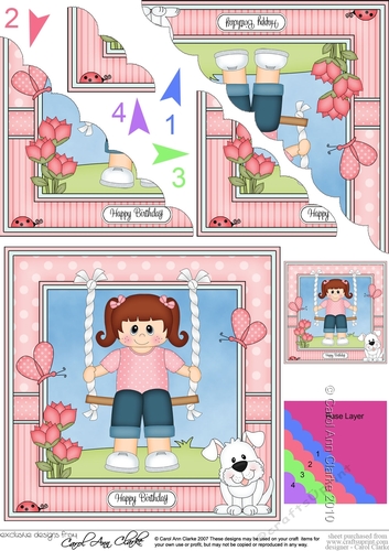Cute Little Girl is Swinging High Scalloped Corner Stacker