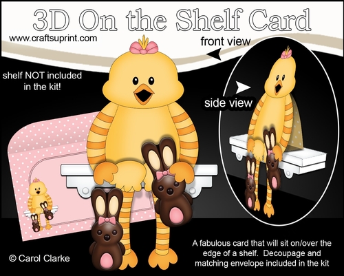 3D On the Shelf Card Kit - Little Easter Chick Mallow has Chocolate Bunnies