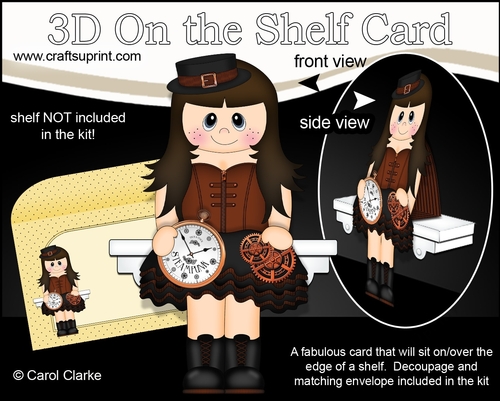 3D On the Shelf Card Kit - Steampunk Lady Genevieve Escapes into a Joyous Fantasy of the Past