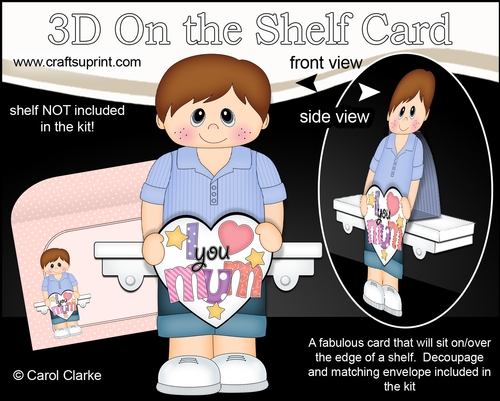 3D On the Shelf Card Kit - Little Boy Rocco has a Heart for Mum