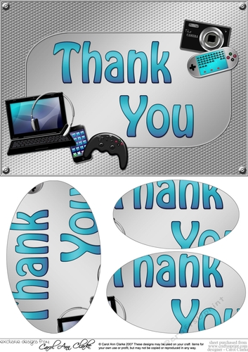 A5 THANK YOU Gadgets n Gizmos Oval Pyramage Topper