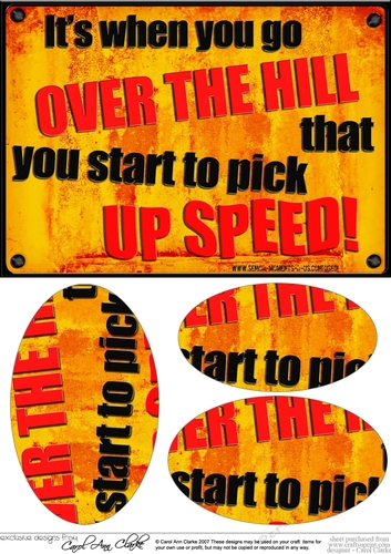 A5 Over the Hill Fun Novelty Senior Moment Saying Oval Pyramage Topper