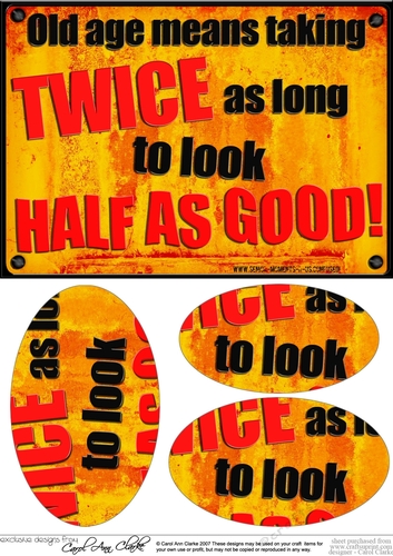 A5 Taking Twice as Long to look Half as Good! Fun Novelty Senior Moment Saying Oval Pyramage Topper